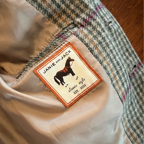 Janie and Jack Plaid Blazer - Green and Pink - Picture 9 of 12